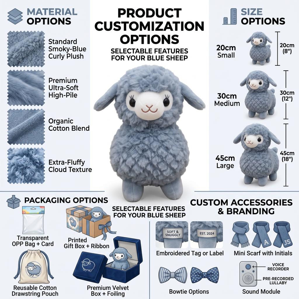 /ODM Gray Sheep Plush Toy Cute Standing Lamb Stuffed Animal