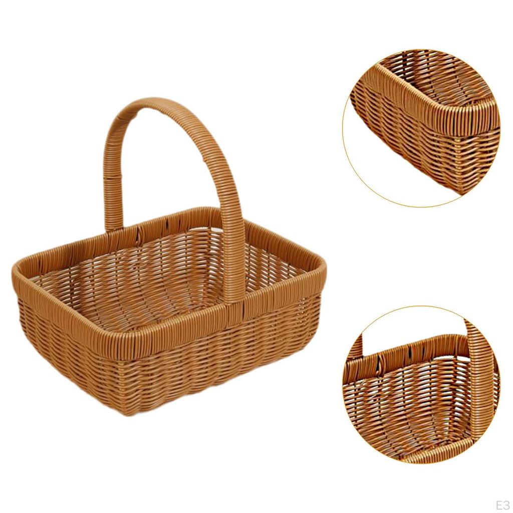 Imitation Rattan Picnic Basket Vegetable Fruit Picking Flower for Candy