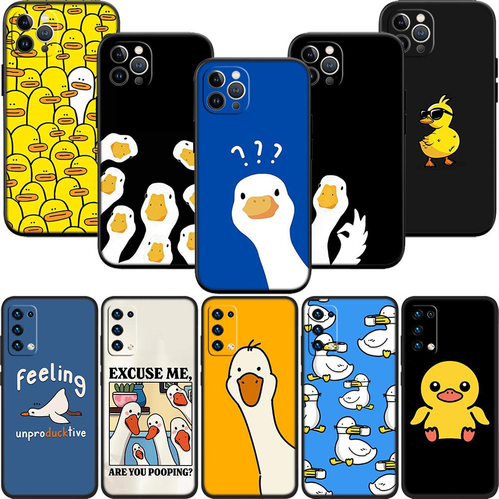 Мягкий чехол-накладка FM20 с мультяшным утёнком для iPhone 16 15 14 13 12 Pro Max Plus Mini