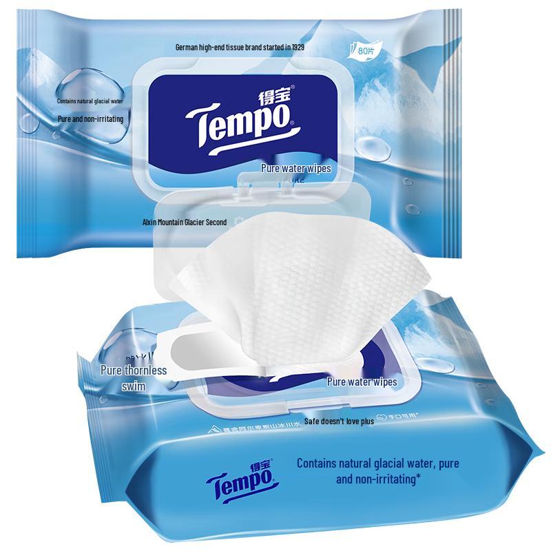 Tempo Детские влажные салфетки Glacier Pure Water - Нежные, гипоаллергенные и идеально подходят для чувствительной кожи