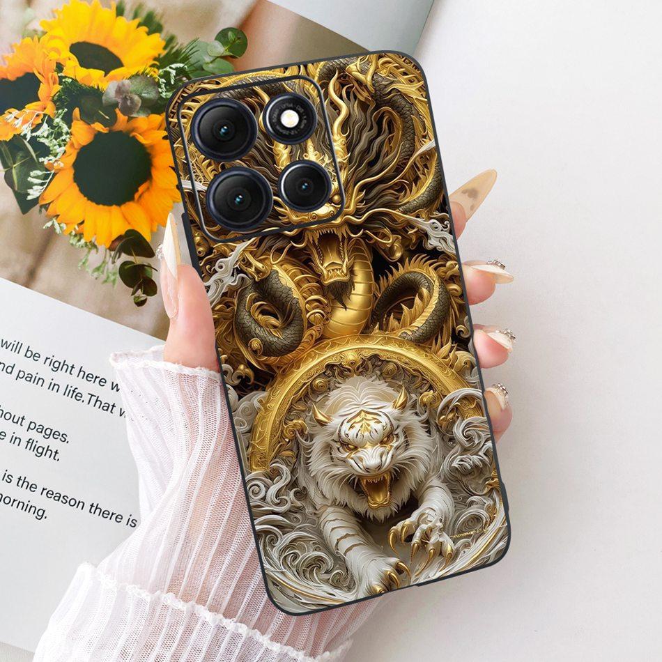 For Motorola Moto G86 Power Cool Dragon Tiger Pattern Phone Case For Moto G86 G86Power Black Silicone Soft Covers Bumpers