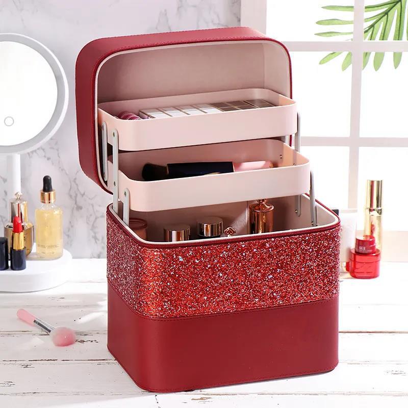 WTEMPO Женская косметичка большой вместимости, многофункциональная косметичка с цветовым соответствием, портативная большая косметичка