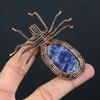 Natural Sodalite Gemstone Handmade Copper Wire Wrap Spider Pendant 2.56" H0t10