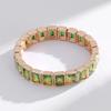 Vibrant Rainbow Baguette Crystal Wide Cuff Bracelet, Stackable Design, Colorful Bold Wrist Ornament for Party Occasions