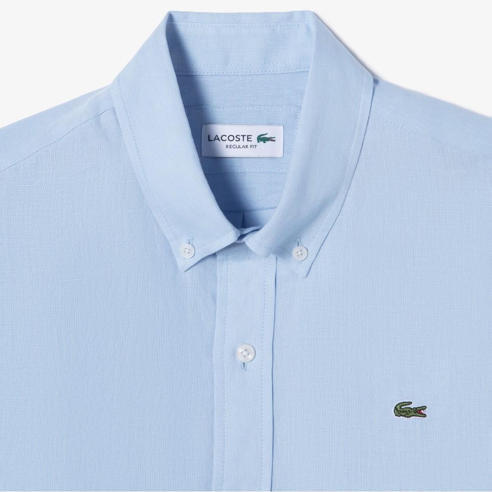 [lacoste] Men's Solid Linen Shirt CH769E-56GHBP