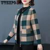 Осень-зима Mon с круглым вырезом, теплые плюшевые клетчатые пальто на молнии, женские повседневные свободные куртки большого размера с карманами, бейсбольная форма