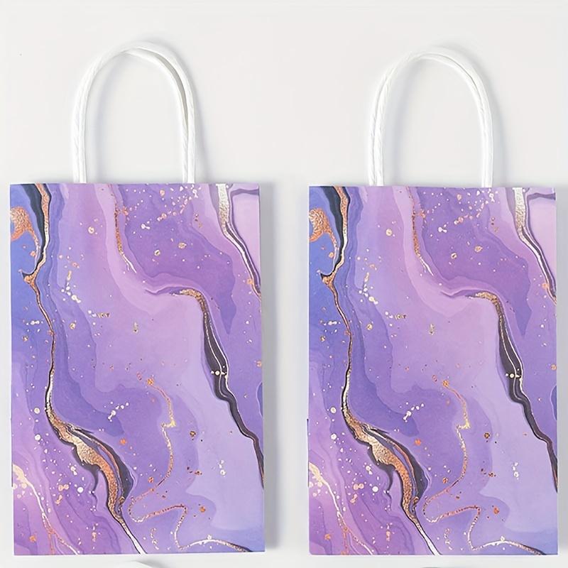 10 бумажных пакетов с ручками, подарочные пакеты для вечеринок с эффектом сине-фиолетового мрамора, пакеты для конфет из крафт-бумаги, подходят для подарков на свадьбу и день рождения.