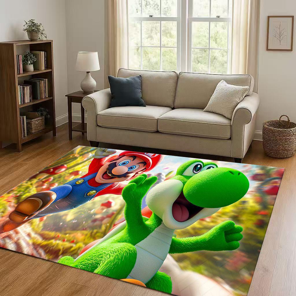 3D MINISO Mario Game Cartoon Christmas Gift Living Room Non-Slip Area Rug Carpet for Bedroom Playroom Sofa,Home Decor Doormat