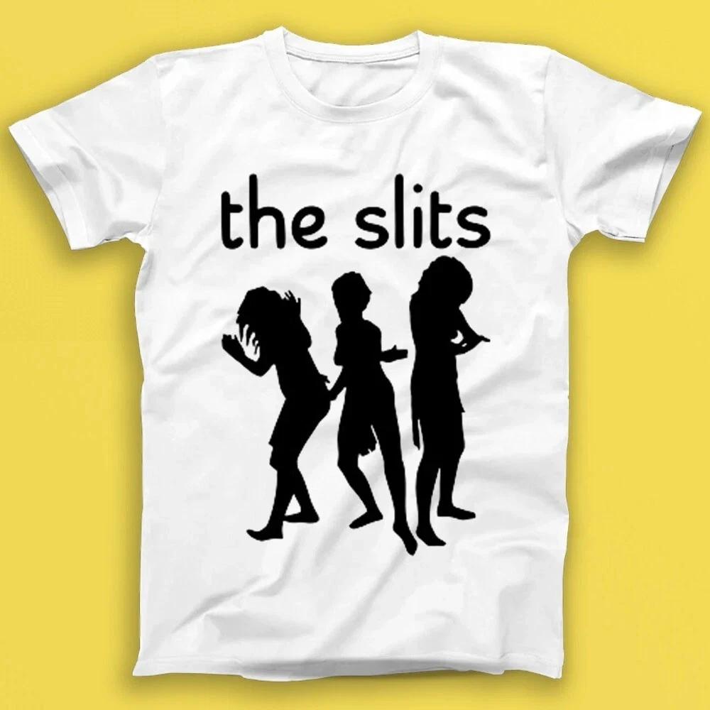 The Slits band silhouette punk rock music white unisex T-shirt, loose casual fashion couple street style shirt oversized t shirt