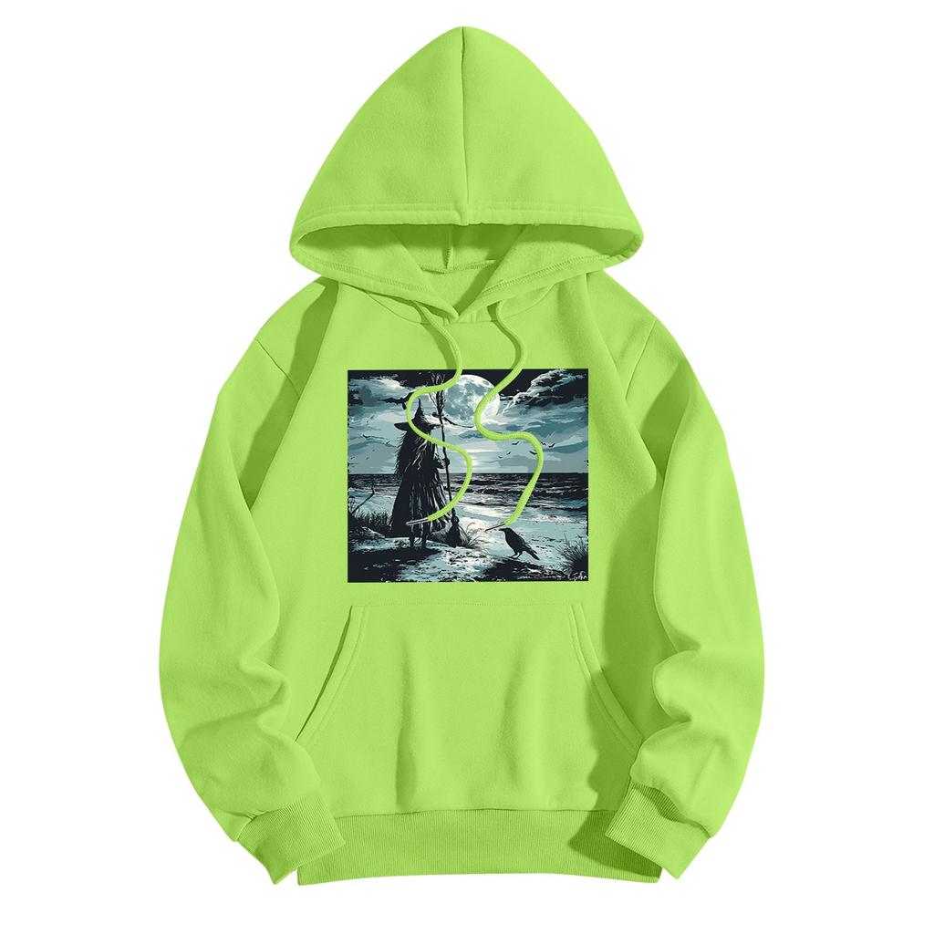 Толстовки для девочек-подростков с длинным рукавом и принтом, повседневные толстовки с графическим принтом, пуловер на шнурке, симпатичная толстовка большого размера