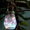 Solar Crackle Glass Mason Jar Hanging Light - Outdoor Garden Christmas Decoration