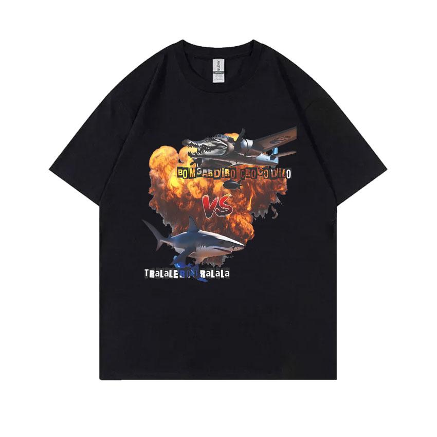 Hot Sale Italian Brainrot Funny Meme T Shirt Tralalero Tralala Tung Tung Tung Sahur Brr Brr Patapim Bombardiro Crocodilo T-shirt