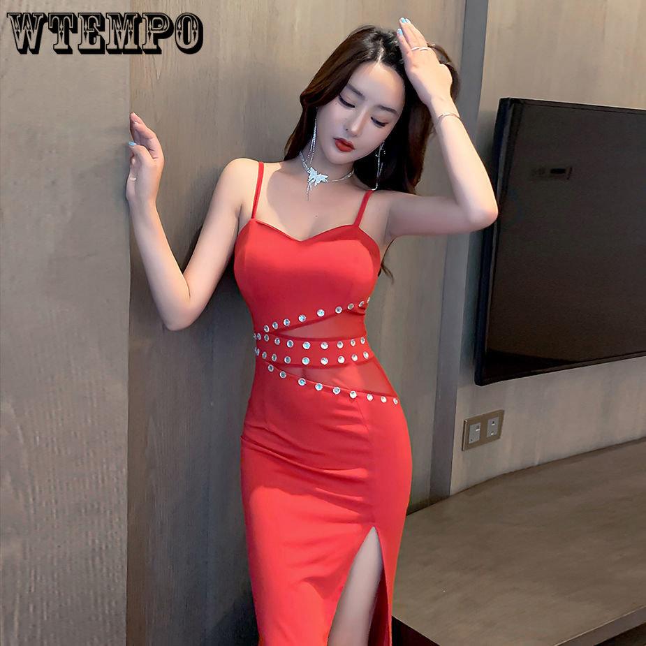 WTEMPO Женские вечерние платья Сексуальные платья с лямкой на бретельках и низким вырезом для свадебных приемов Платья с завязками на талии и бретельками Полые вечерние платья