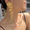 Преувеличенные серьги с золотым цветком, женские ретро-серьги среднего возраста, длинные серьги
