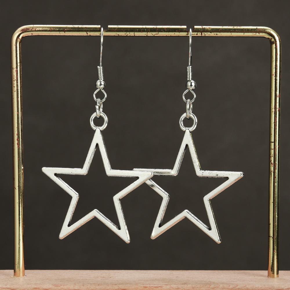 Серьги-подвески в стиле хип-хоп серебристого цвета с полой звездой для женщин, серьги-капли в стиле панк Y2K с пентаграммой и звездой, очаровательные праздничные украшения