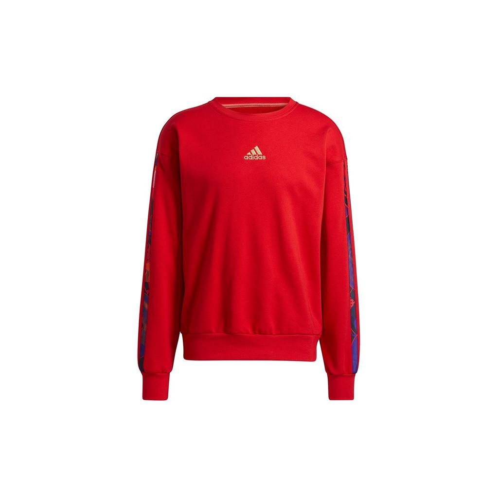 Adidas Mic Gfx Crew Print Basketball Sweatshirt Men Tops Light-Crimson GU9537