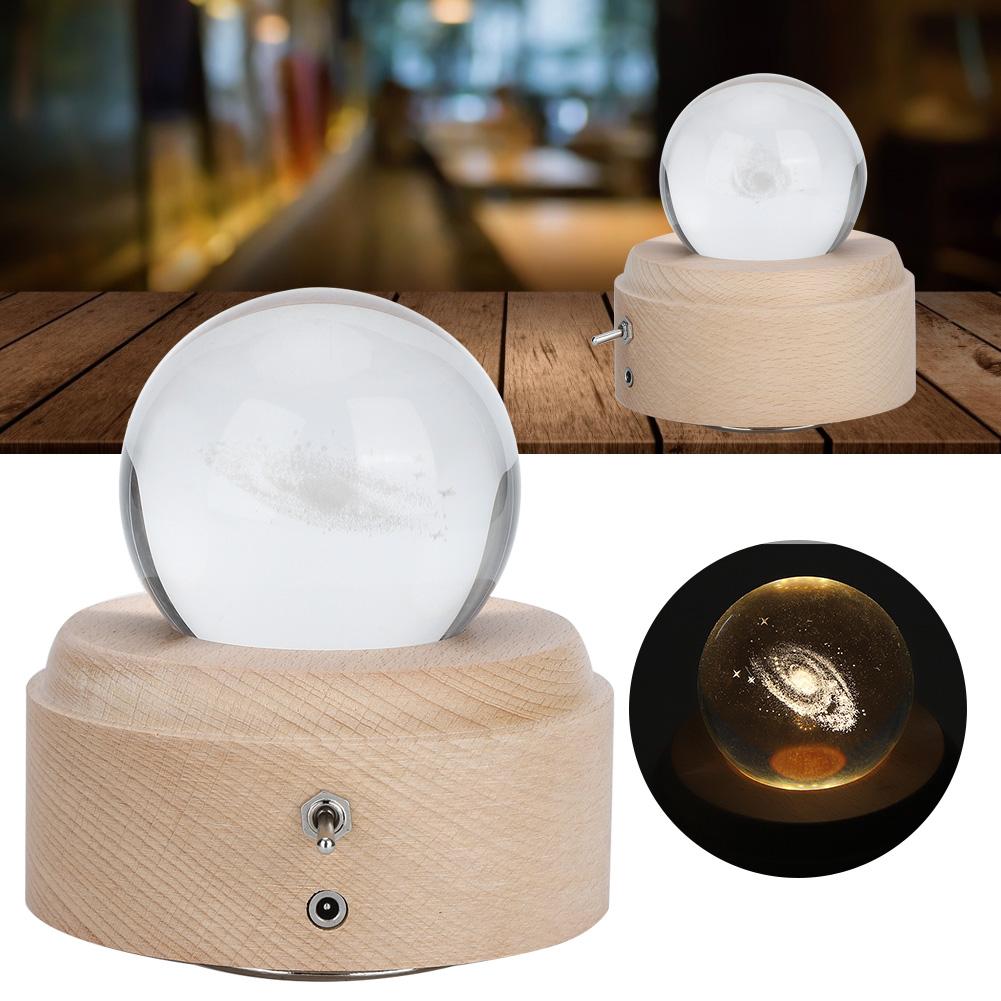 Прозрачный хрустальный шар вращающийся деревянный музыкальный ящик светодиодный ночник для девочек подарок на день рождения Рождество