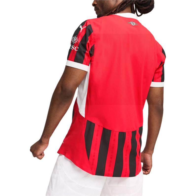 Puma AC Milan Series SS24 Цветной блок Удобный модный круглый вырез с коротким рукавом Футбольный трикотаж Мужские топы Красный 774949-01