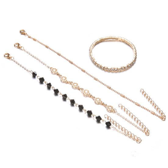 4 шт./компл. женский многослойный полый компас со стразами и бисером теннисный браслет-цепочка