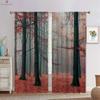 Green Forest Autumn Woods 3d Printing Curtains Tyndall Effect Bedroom Living Room Kitchen Decorative Curtains 2 Pieces