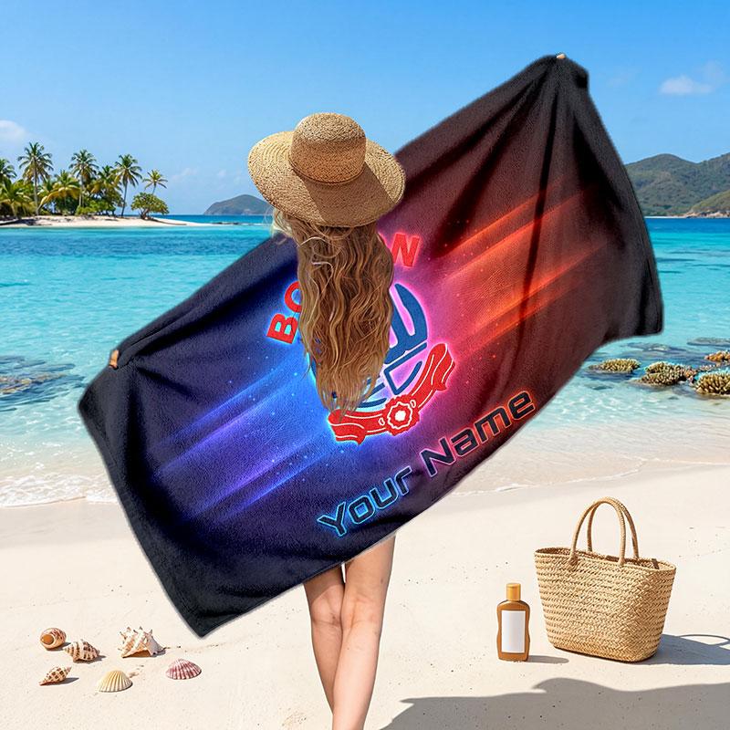 Bolton Wanderers FC Custom Beach Towel, Personalized Name Text Print, Football Logo Soft Quick‑Dry Towel Holiday Gift