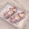 Girls Princess Shoes Bow Rhinestone Small Leather Shoes Pink Cute Girls Soft Bottom Single Shoes Sophisticated Generous Elegant Girls Shoes