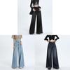 Wide Leg High Waist Jeans For Women With Retro Style And Cotton Denim Fabric