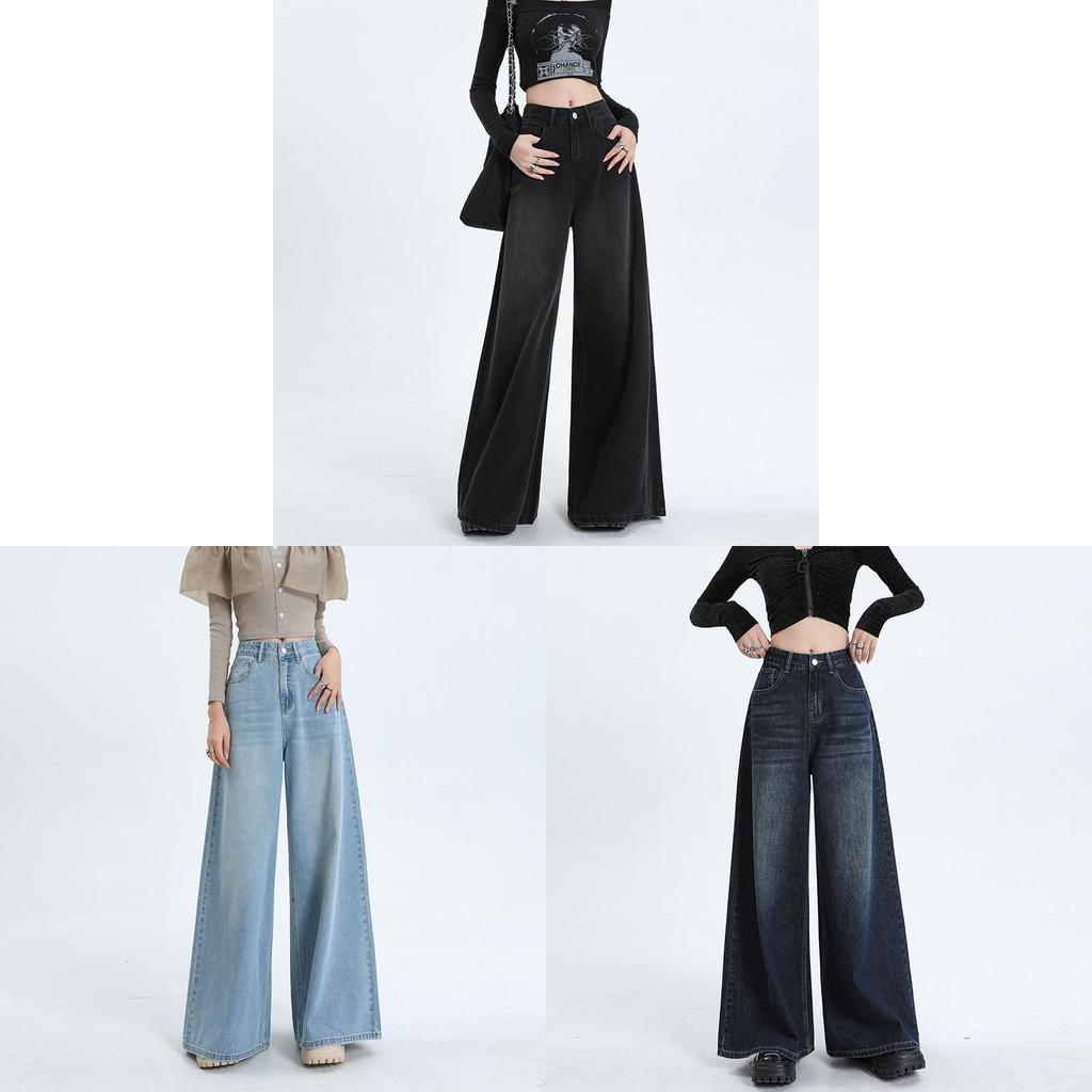 Wide Leg High Waist Jeans For Women With Retro Style And Cotton Denim Fabric