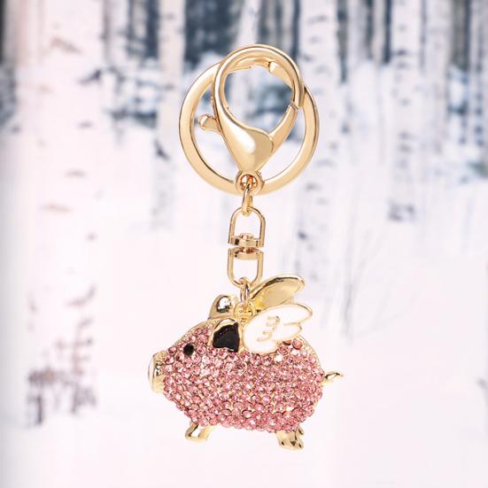 Модный брелок со стразами, инкрустированный летающей свиньей, брелок для ключей, подвесное украшение