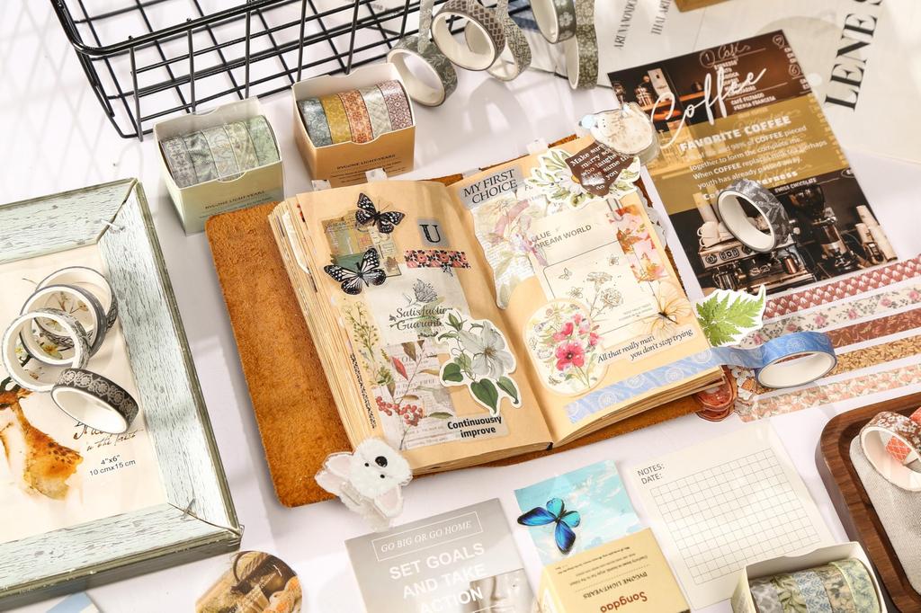 Коллекция маскировочной васи-ленты YUBX Basic с ретро-геометрическими тонкими полосками для DIY, подарков и декора подарков, напоминание о ленте, набор из 60 штук,