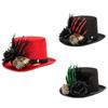 Gothic Costume Accessory Hat With Skeleton Hand Feather Design Wool Top Hat For Theme Event Gathering Halloween Headwear