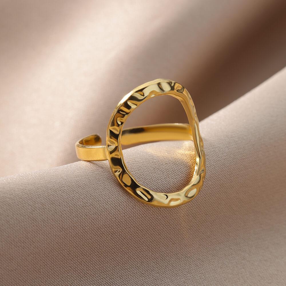 Opening Rings for Women Stainless Steel Gold Color Geometric Ring Fashion Simple Party Christmas Jewelry Gift