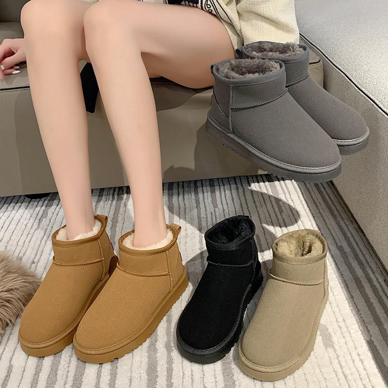 Зимние женские ботинки для снега с плюшевым утеплителем и толстой хлопковой подошвой