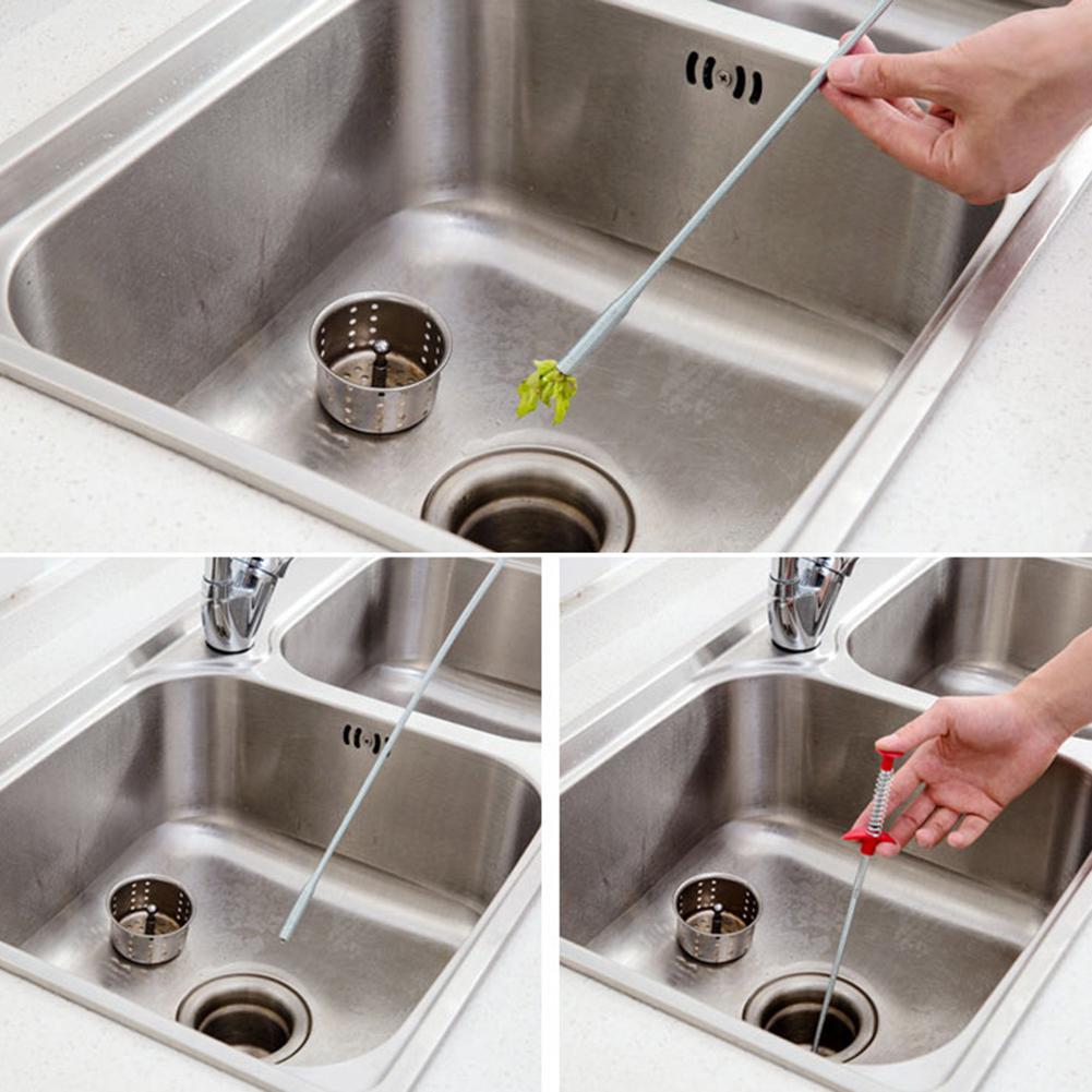 Sink Hook Bendable Sewer Hair Dredging Kitchen Tool Cleaning Pipe Spring Household Cleaning Tools ARI