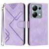For Xiaomi Poco M6 Pro 4G/Xiaomi Redmi Note 13 Pro 4G Wallet Case Line Imprinted PU Leather Phone Cover with Strap