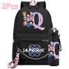 2Pcs/set 26 English Letter K-pop Printed Backpack with 750Ml Water Bottler for Teenager Girl Boy Bookbag Kid Gift Large Capacity waterproof Travel Bag