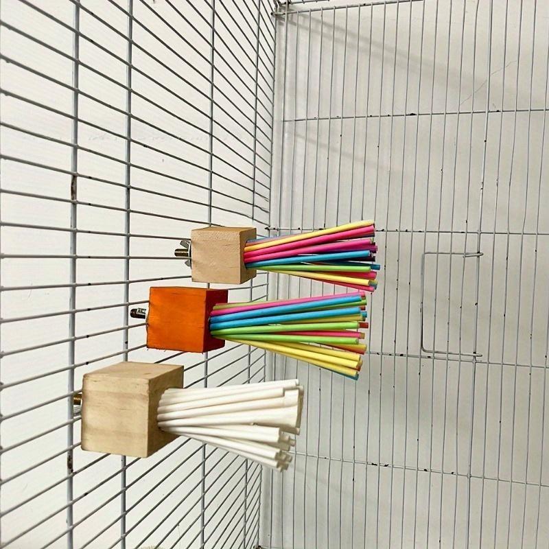 Деревянная игрушка-попугай, радужная бумажная палочка для шлифовки зубов, кусания и вентиляции, качели-подставка.