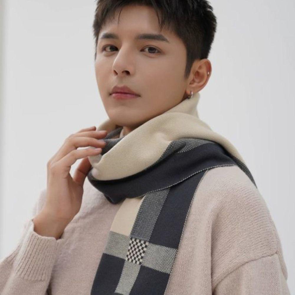 Thickened Men Knitted Scarf Lightweight Winter Cashmere Shawl Trendy Women/Men