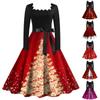 Women's Casual Fashion Christmas Tree Print Long Sleeve Dress Cutout Party Casual Square Neck Dress