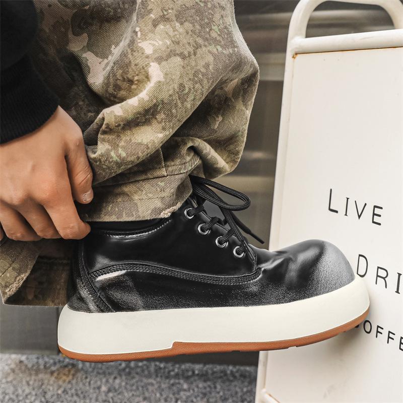 Мужские модные ботинки на платформе большого размера, туфли-балетки из натуральной кожи, панк-рок, платье, ковбойские ботильоны, с большой головкой, пустынные ботинки для мужчин