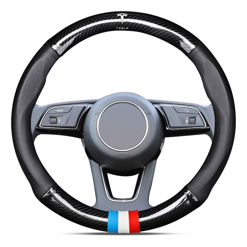 Leather Steering Cover Breathable Anti Slip Car Steering Wheel Cover For Tesla Model 3 Model S Model X Model Y Roadster Performance