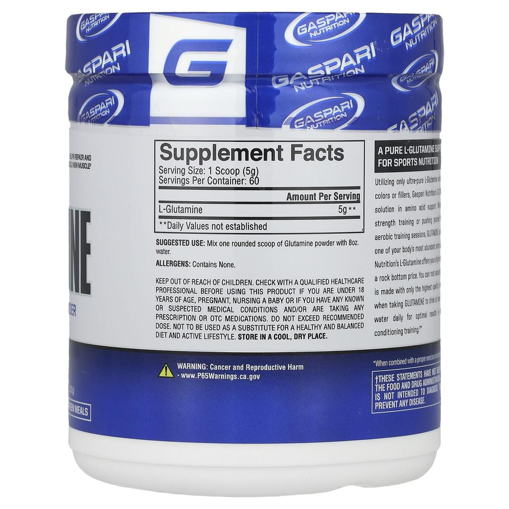 Glutamine, Unflavored, 300g (10.58 Oz)