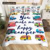 Счастливый Кемпинг Пододеяльник Квин Мультяшный Караван Кемпинг Постельный Комплект Фермерский Стиль 3D Чехол для Одеяла с Наволочками
