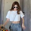 Women Summer Round Neck Short Sleeve Letter Print Short Casual Fashion T-Shirt Versatile Crop Tops