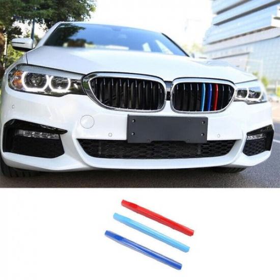 For BMW 5 Series 2018- ABS 3-Colors Front Bumper Mesh Grill Grille Strip 3X