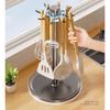 360 Degree Rotating Kitchen Utensils Stand with Water Tray Flatware Storage Rack  Home
