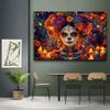 1 oversized polyester candy skull tapestry  vibrant Dead Wall Day decoration  Mexican carnival party background