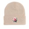 Lifelike Flower Warm Knitted Cap Beanie, Skull Cap Elastic Cozy Hip Hop Pompom Beanies Knitted Hat Beanie