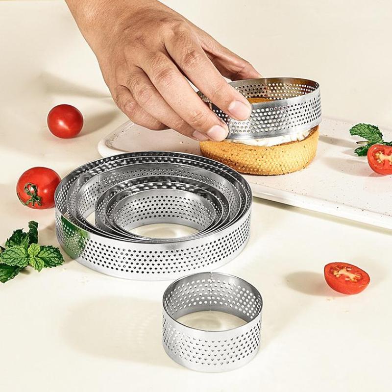 5/6/7/8/9/10 Cm Perforated Tart Rings With Hole Stainless Steel Tart Bottom Tower Fruit Pie Quiches Cake Ring Mousse Baking Mold