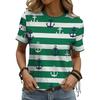 Fashion Boat Anchor Pattern Women's Clothing Summer Striped Patchwork Color Round Neck Short Sleeved Tops Loose Casual Oversize